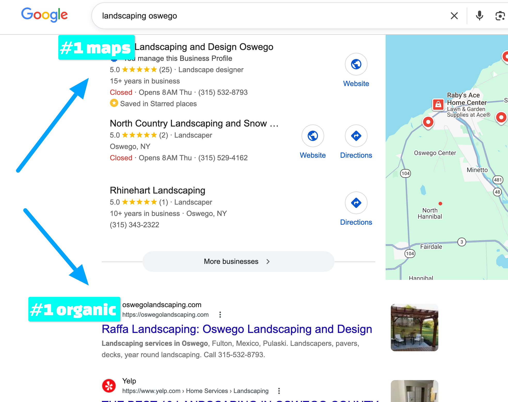 Google Maps #1 and #1 organic, landscaping Oswego NY